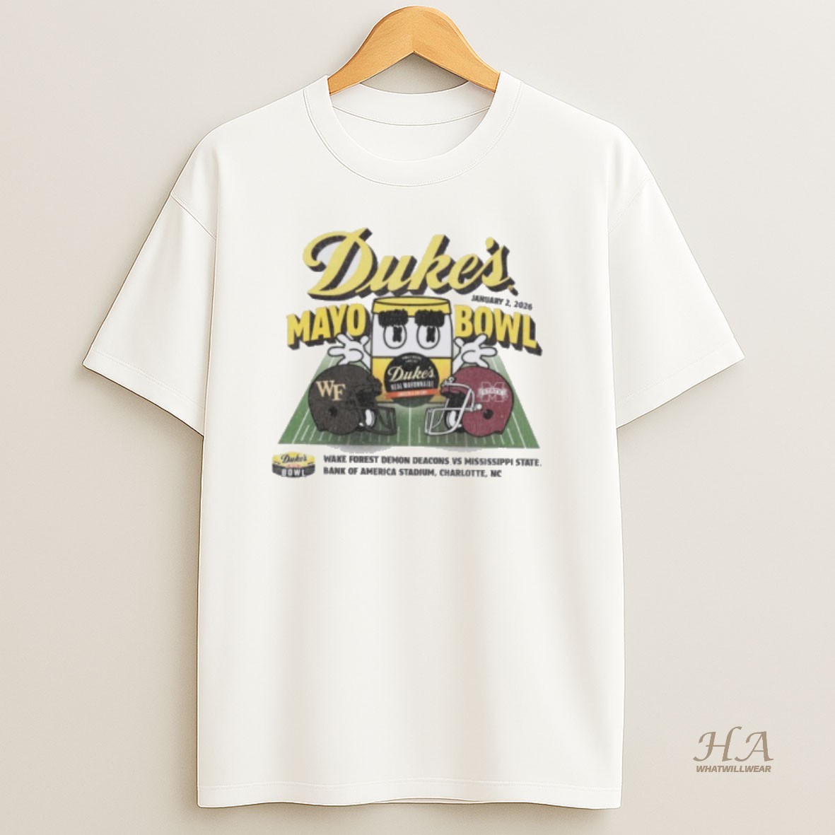 Official Wake Forest Demon Deacons Vs Mississippi State 2026 Dukes Mayo Bowl Helmet To Helmet T Shirt