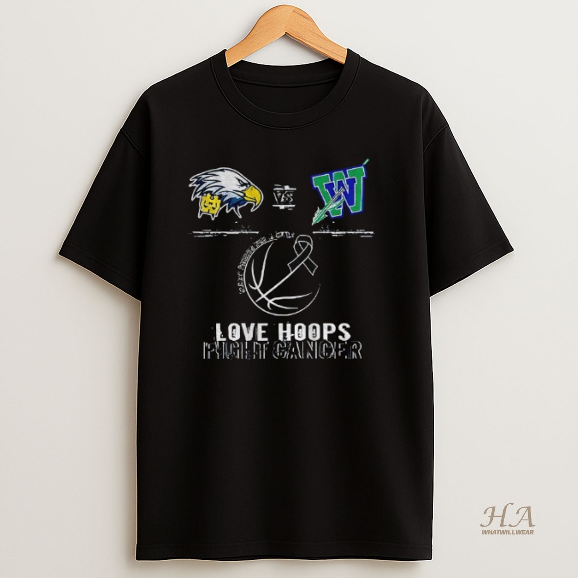Official Walnut Hills Eagles Vs Winton Woods Football Love Hoops Fight Cancer T Shirt