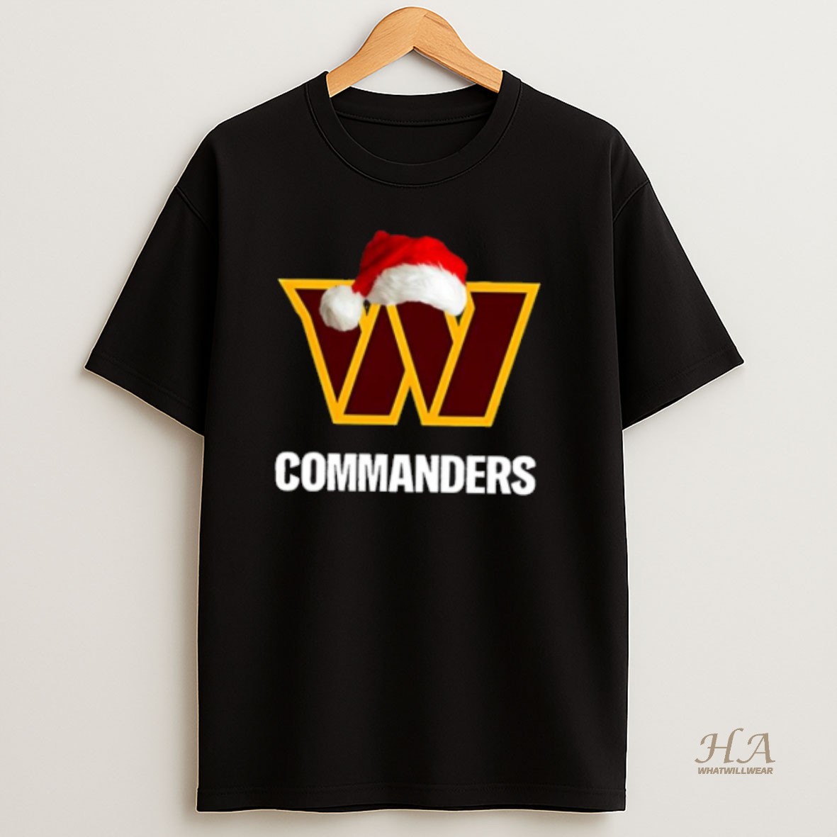 Official Washington Commanders 2025 Santa Hat Logo Football Christmas T Shirt