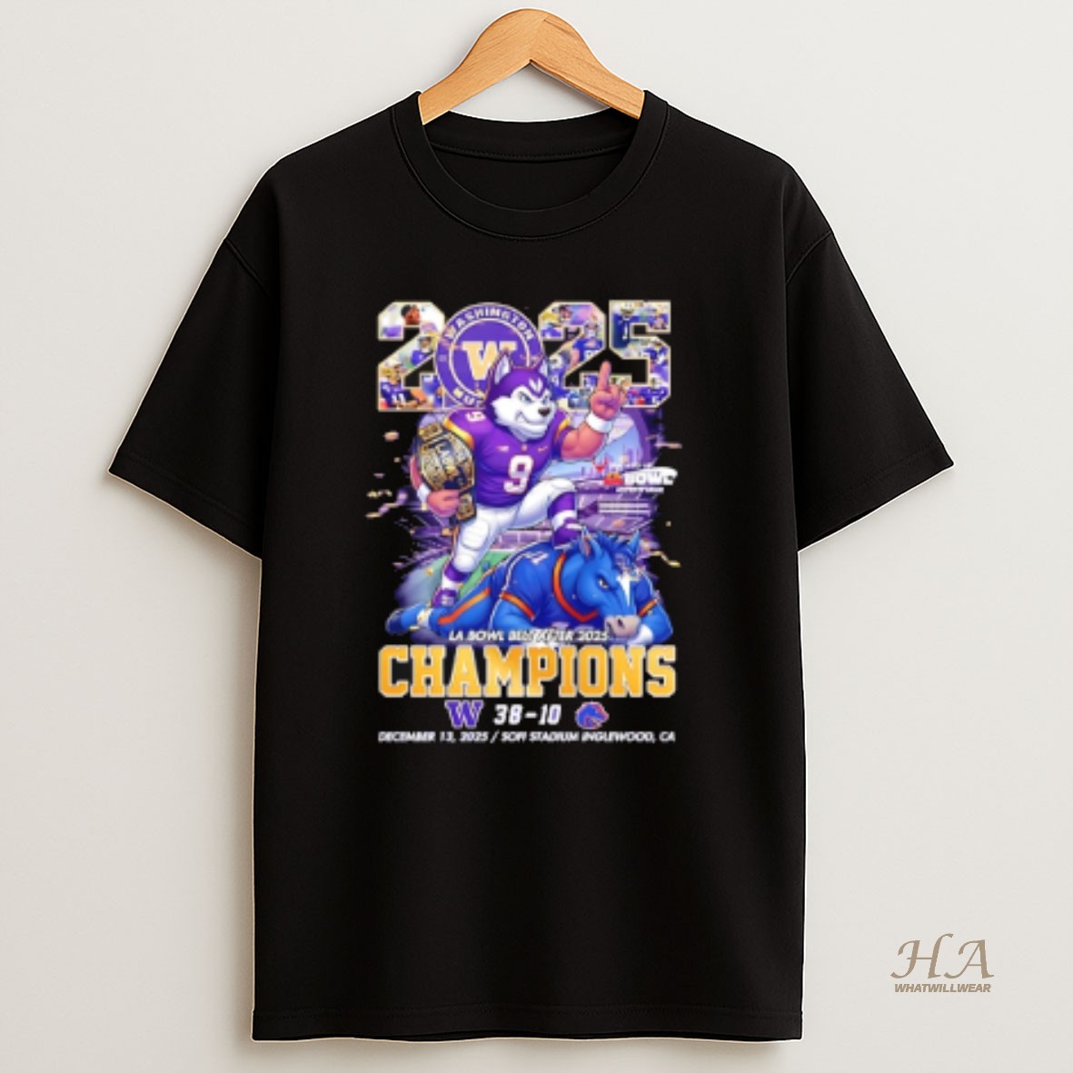 Official Washington Huskies 2025 La Bowl Belt After Champions Washington 38 10 Boise State T Shirt