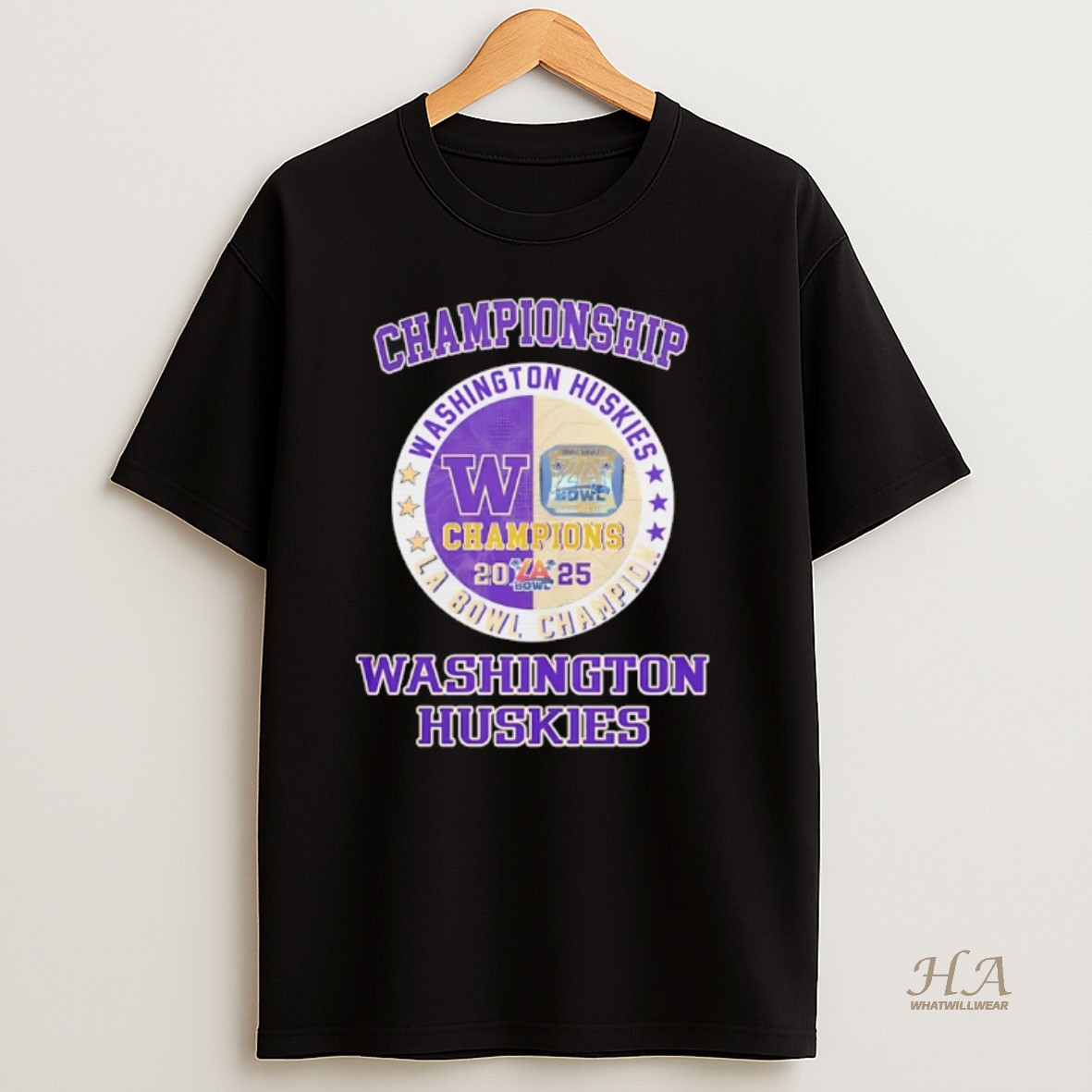 Official Washington Huskies Football Championship La Bowl Champion 2025 T Shirt