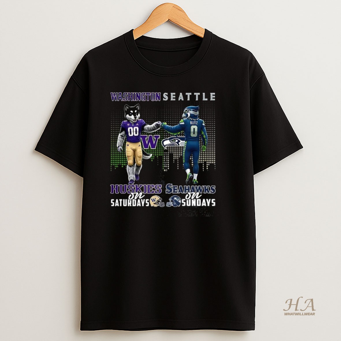 Official Washington Huskies On Saturdays Vs Seattle Seahawks On Sundays Mascot Shirt