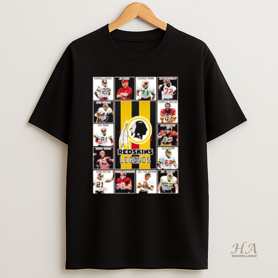 Official Washington Redskins Legends Featuring A Collage Manes Players T Shirt