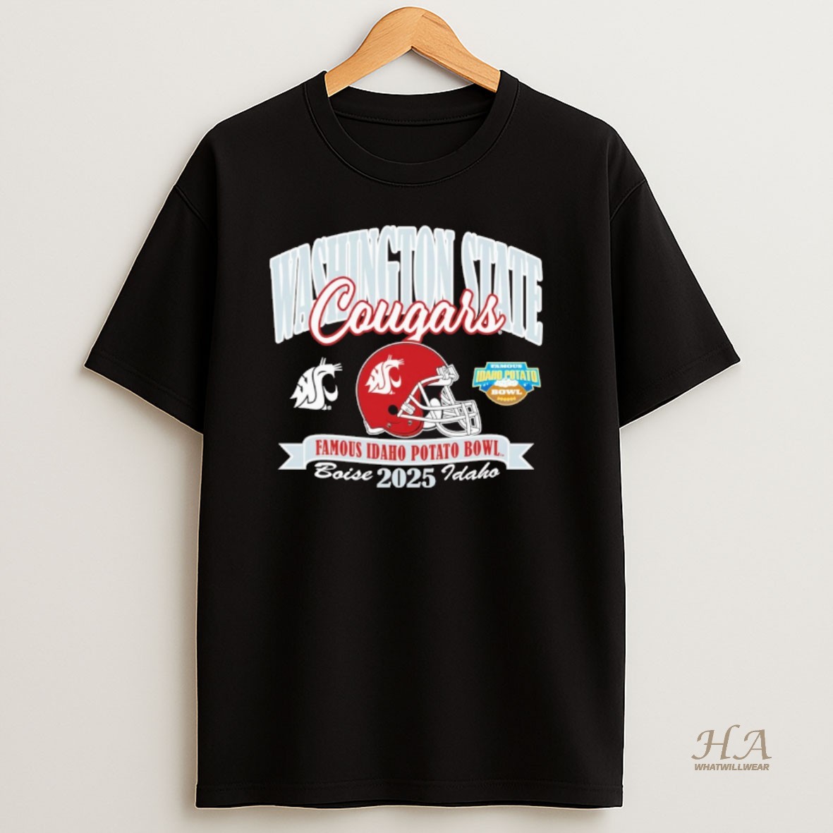 Official Washington State Cougars Football 2025 Famous Idaho Potato Bowl Bound Boise Idaho Helmet T Shirt