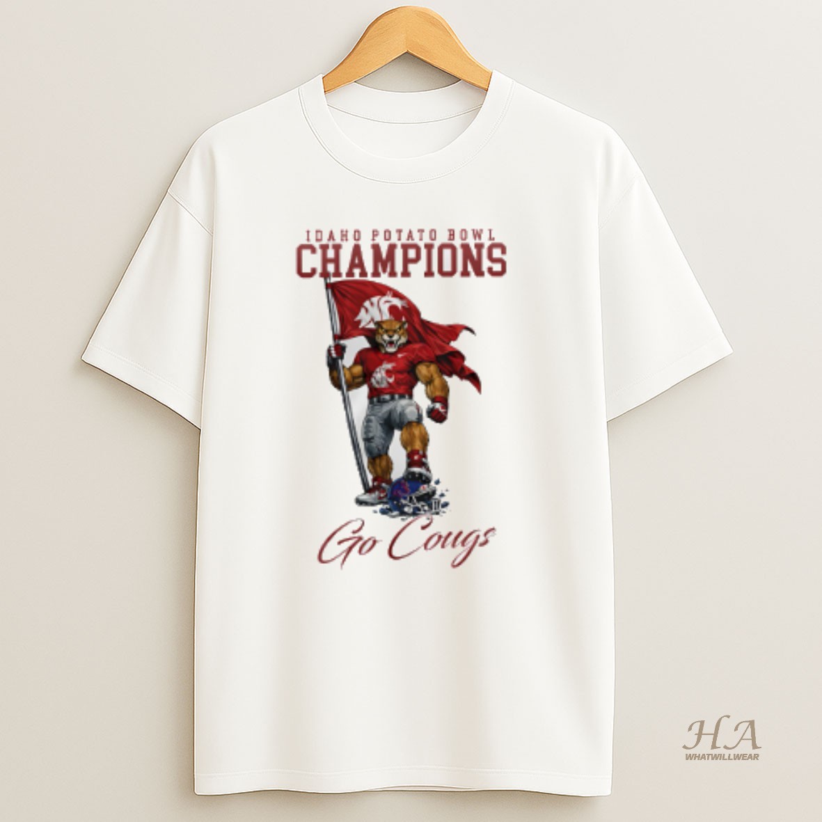 Official Washington State Cougars Ncaa 2025 Idaho Potato Bowl Champions Mascot T Shirt