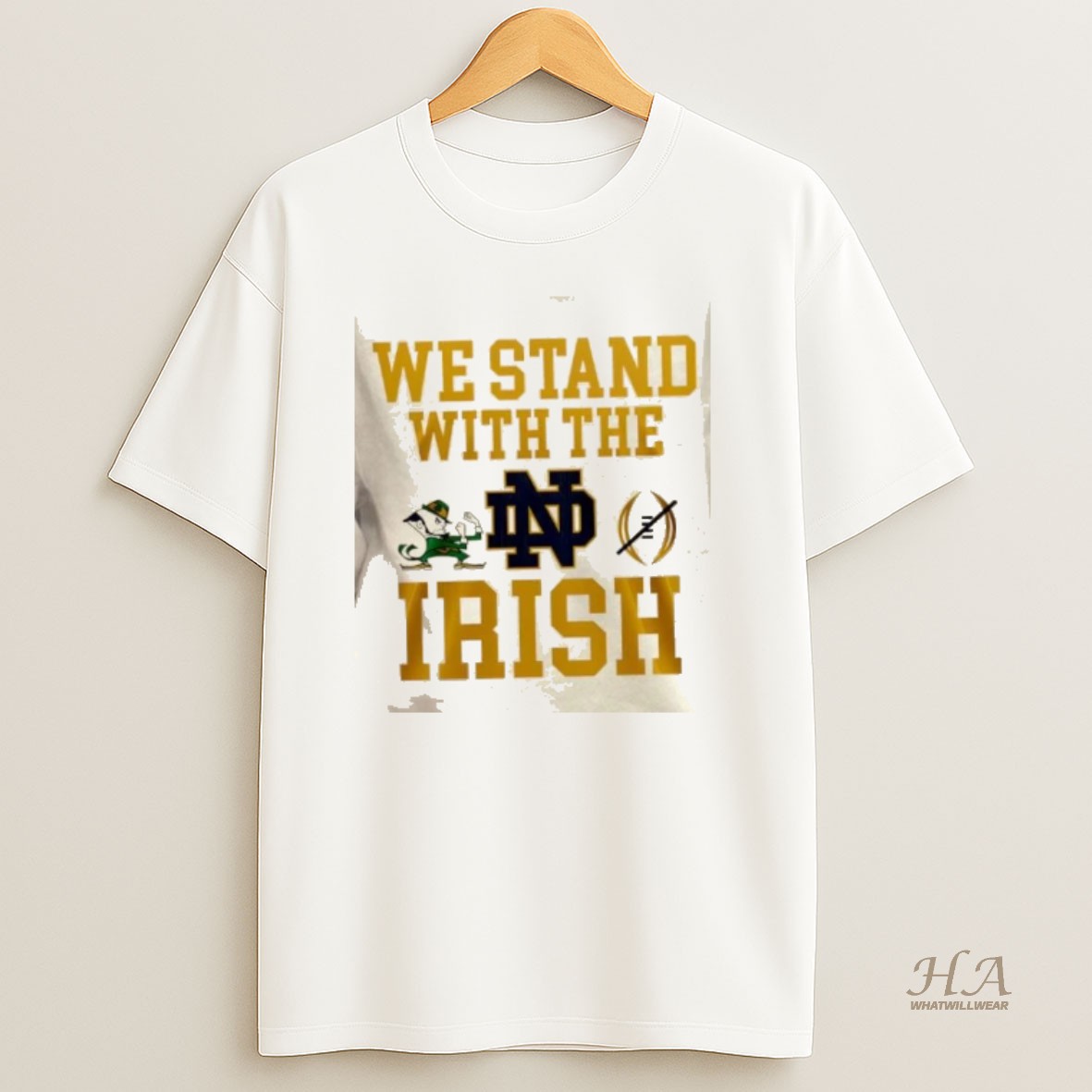 Official We Stand With The Notre Dame Fighting Irish Robbed College Football Playoff 2 Sided T Shirt