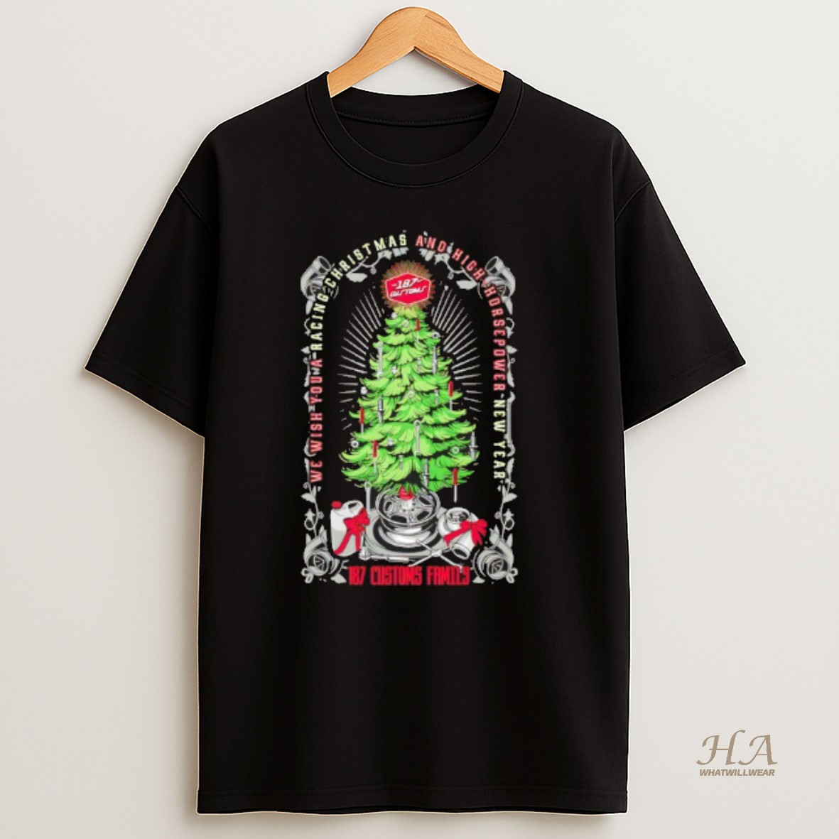 Official We Wish You A Racing Christmas And High Horsepower New Year 187 Customs Family Shirt