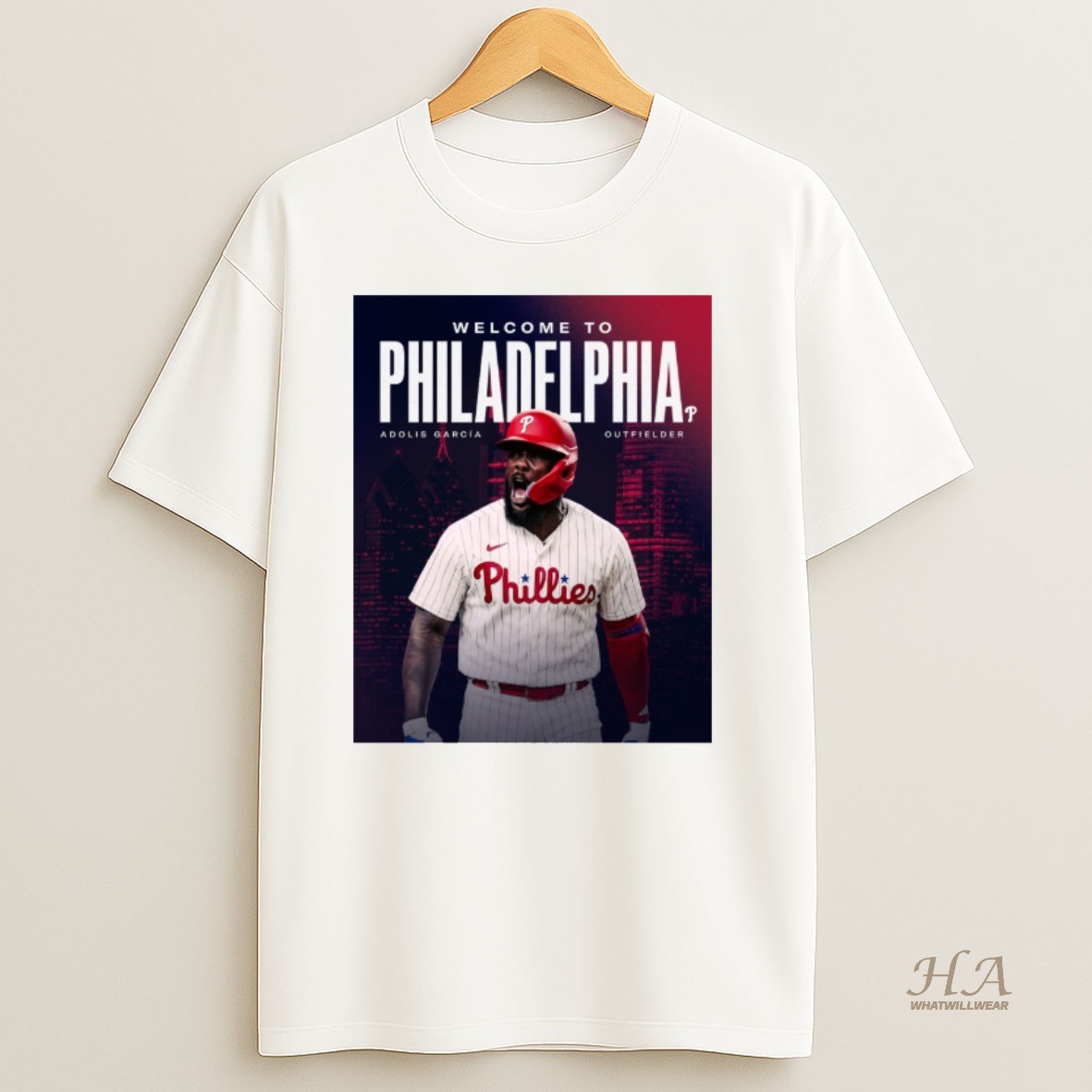 Official Welcome To Philadelphia Phillies Adolis Garcia El Bombi Outfielder T Shirt