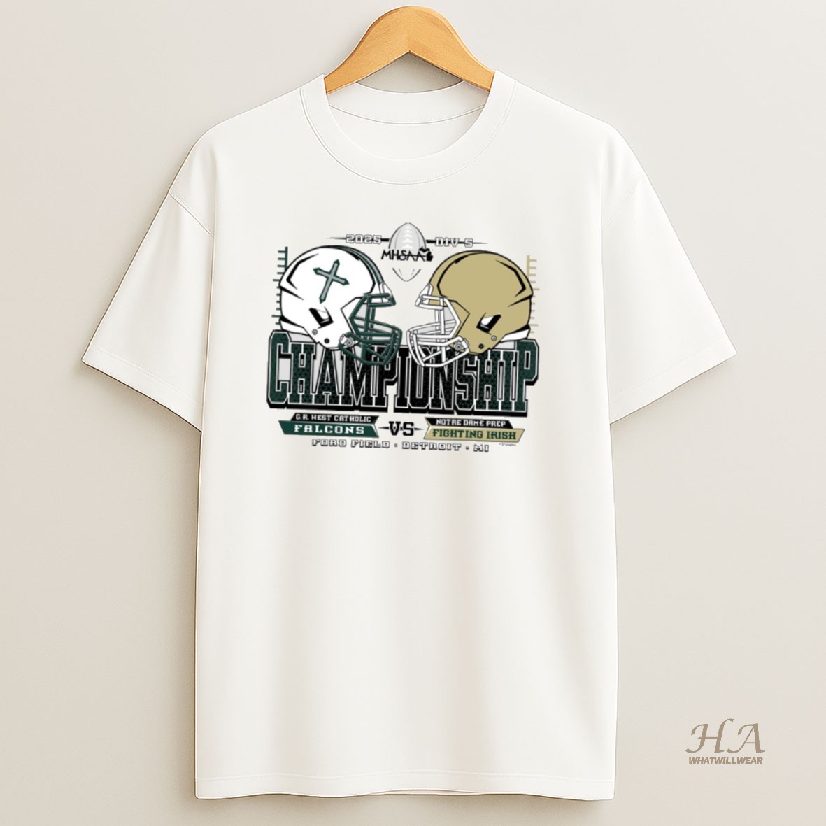 Official West Catholic Falcons Vs Notre Dame Prep 2025 Mhsaa Football Division 5 Championship T Shirt