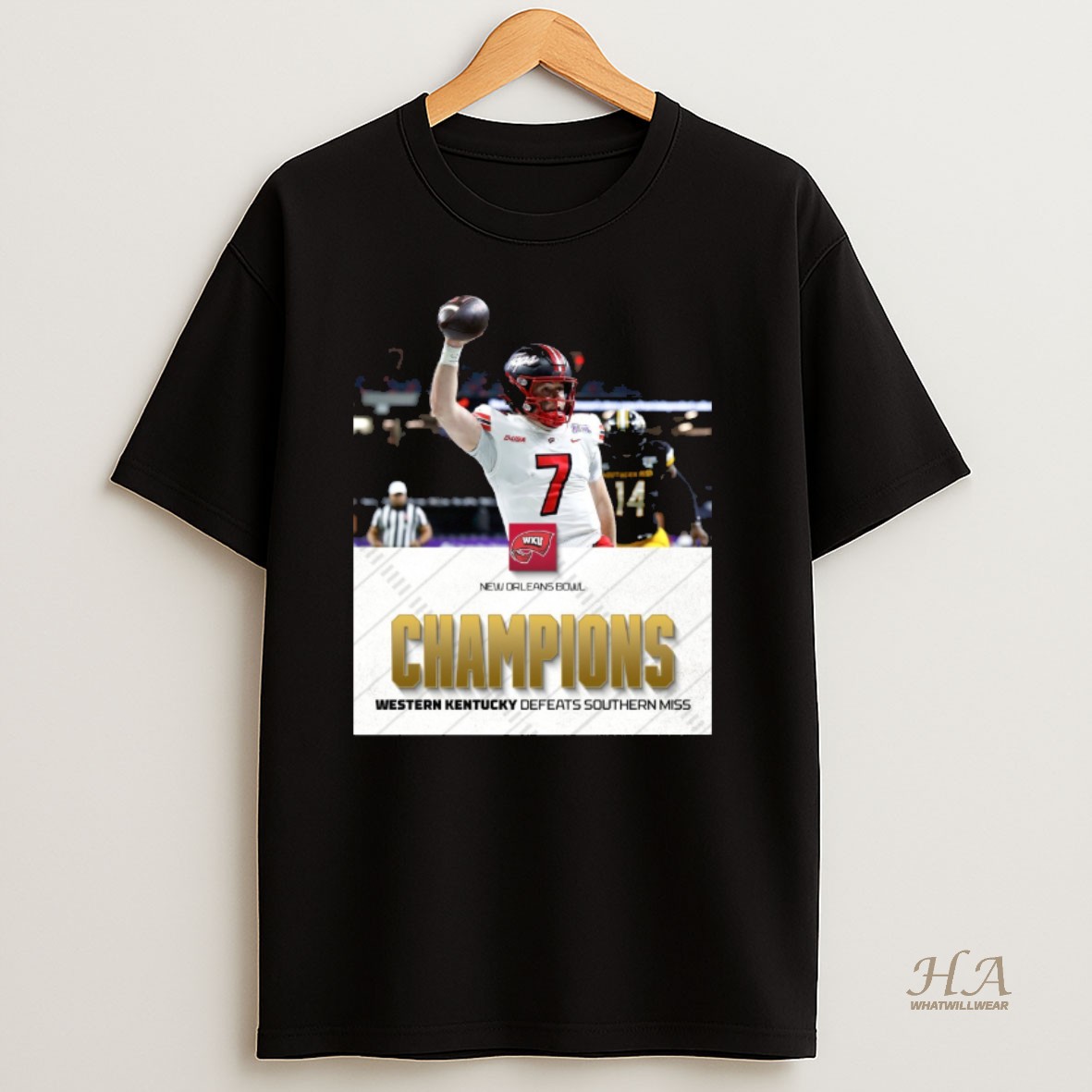 Official Western Kentucky Hilltoppers Defeated Southern Miss Golden Eagles Southern Miss Golden Eagles Champions T Shirt