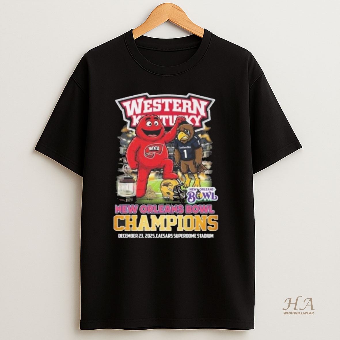 Official Western Kentucky New Orleans Bowl Champions 2025 Mascot Vintage T Shirt