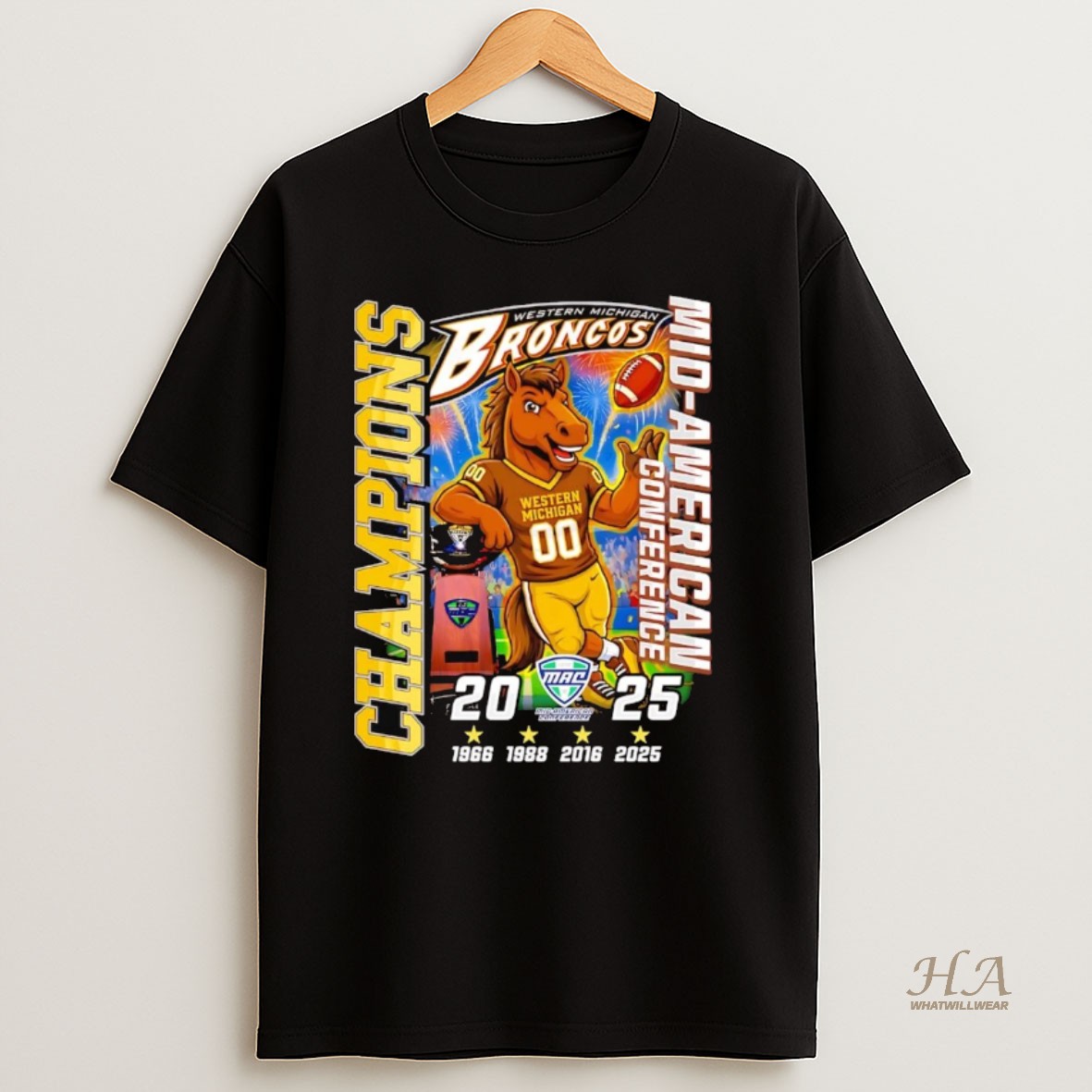 Official Western Michigan Broncos 2025 3 Time Mac Champions T Shirt