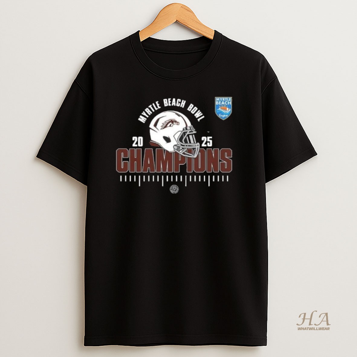 Official Western Michigan Broncos 2025 Myrtle Beach Bowl Champions Ncaa Football Helmet T Shirt
