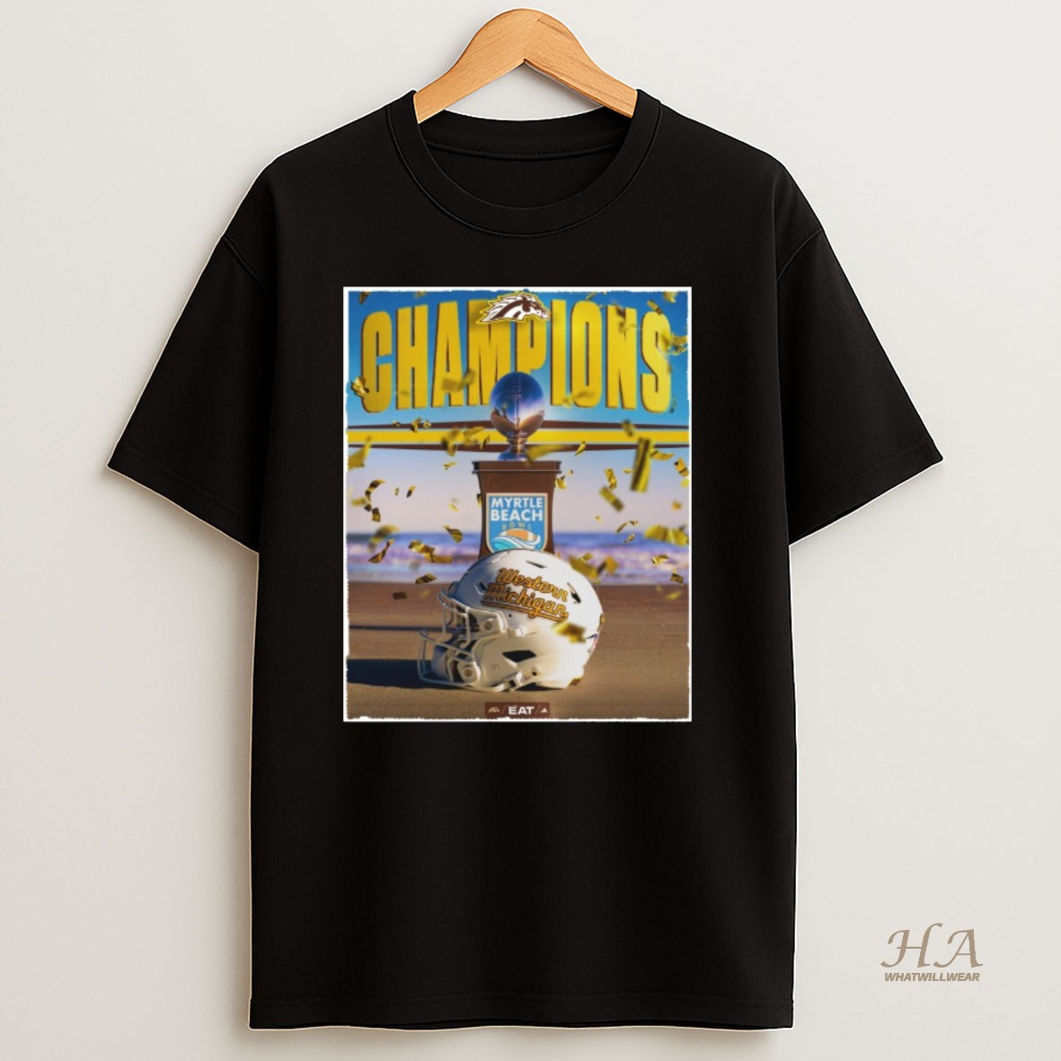 Official Western Michigan Broncos 2025 Myrtle Beach Bowl Champions T Shirt