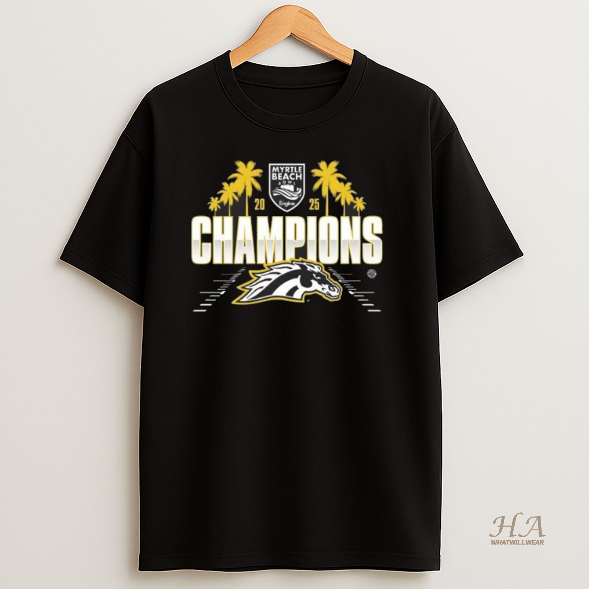 Official Western Michigan Broncos 2025 Ncaa Football Myrtle Beach Bowl Champions Logo T Shirt