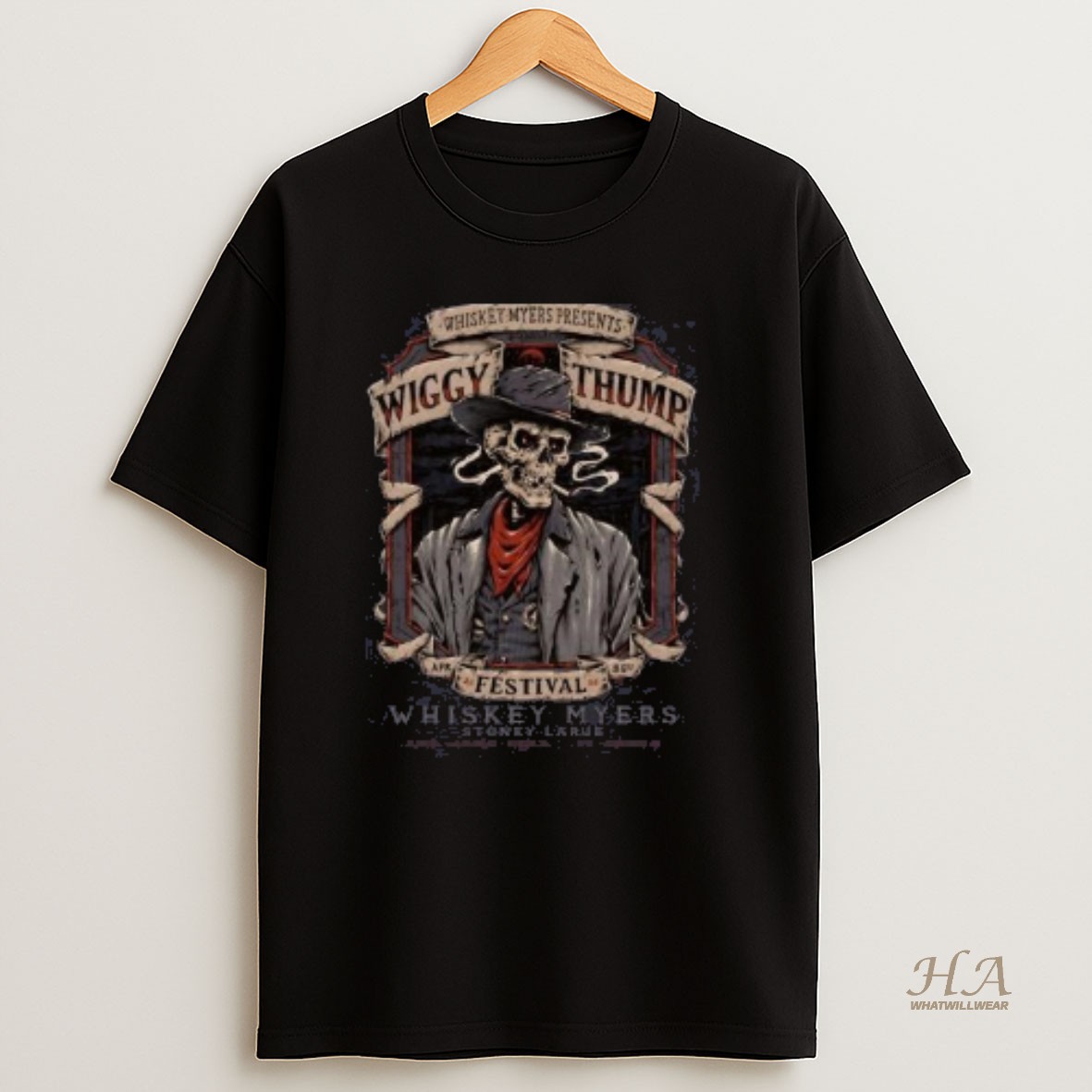 Official Whiskey Myers Apr 25 2026 8th Annual Wiggy Thump Festival Palestine Tx Circle Black T Shirt