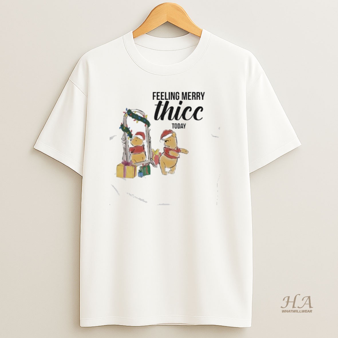 Official Winnie The Pooh Christmas Lights Feeling Merry Thicc Today T Shirt