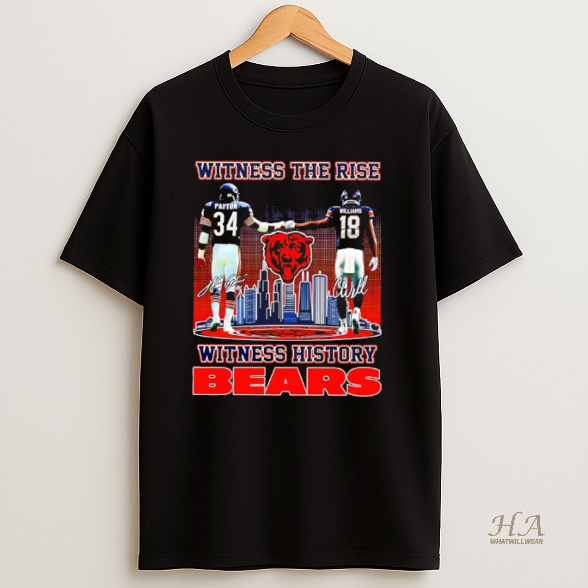 Official Witness The Rise Witness History Chicago Bears Walter Payton And Caleb Williams Quarterback T Shirt