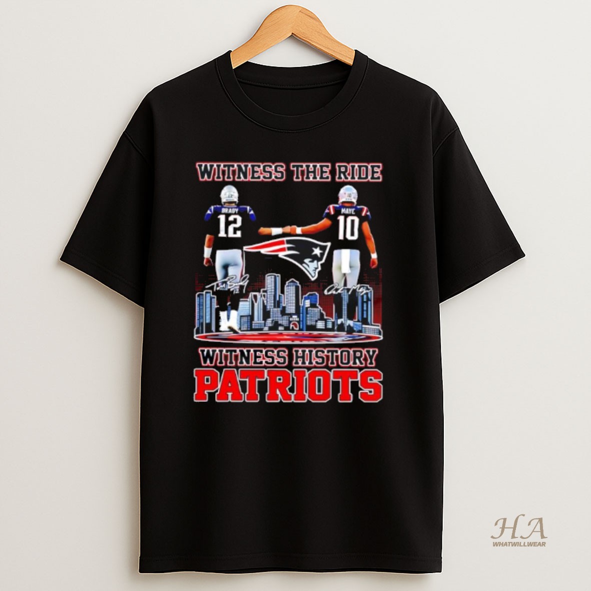 Official Witness The Rise Witness History New England Patriots Tom Brady And Drake Maye Quarterback T Shirt