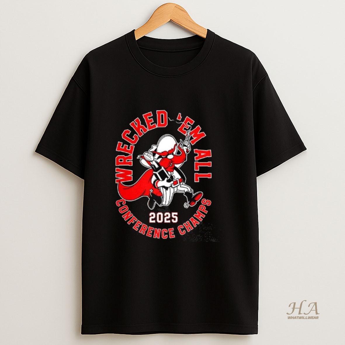 Official Wrecked Em All Conference Champs Texas Tech Red Raiders 2025 T Shirt