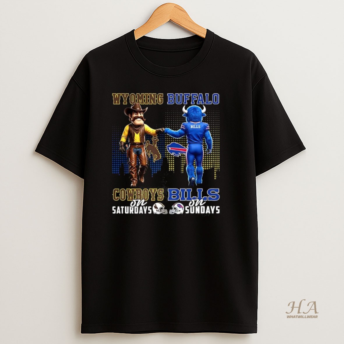 Official Wyoming Cowboys On Saturdays Vs Buffalo Bills On Sundays Mascot Shirt