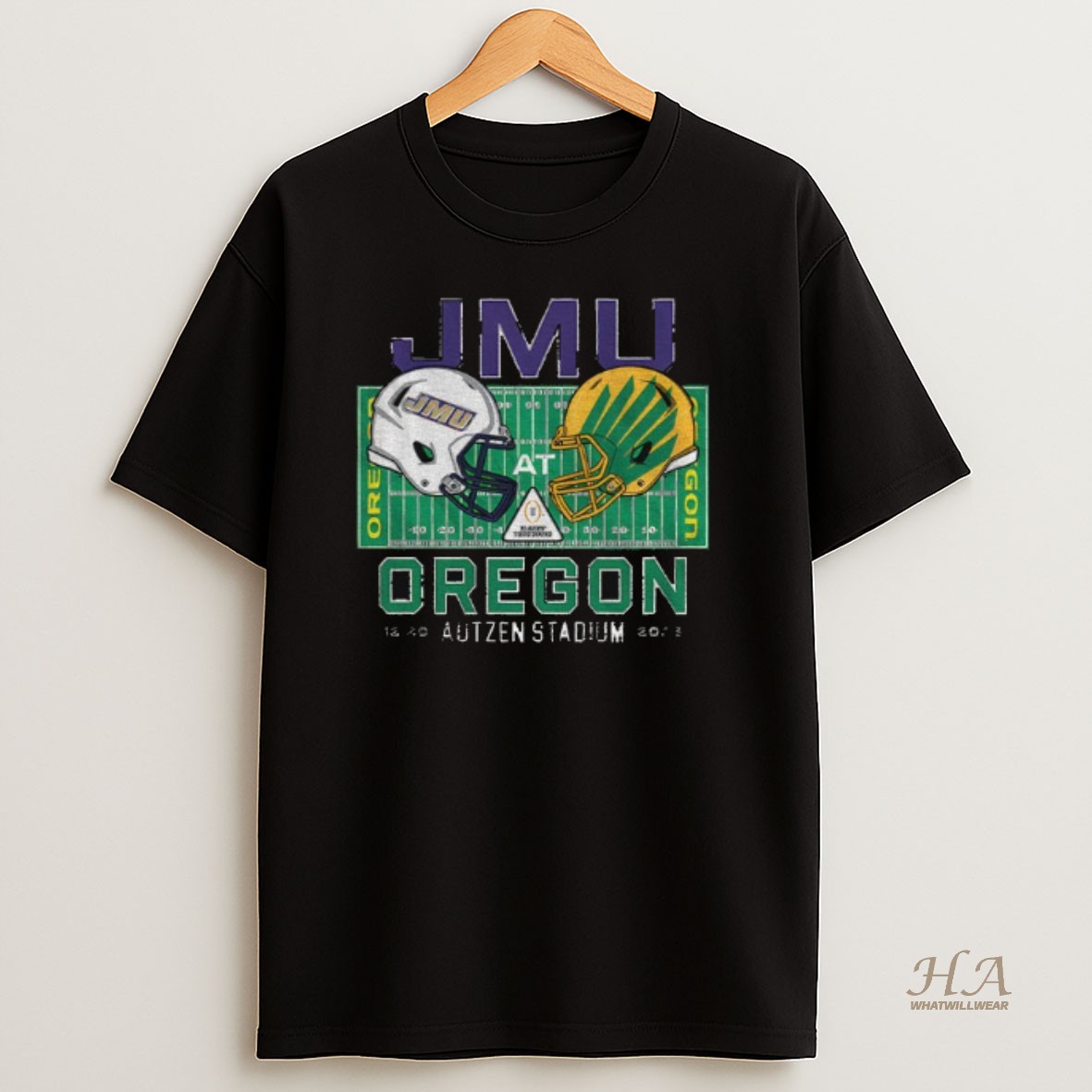 Official Xh7akmhe James Madison Dukes Vs Oregon Ducks 2025 College Football Playoff Autzen Stadium T Shirt