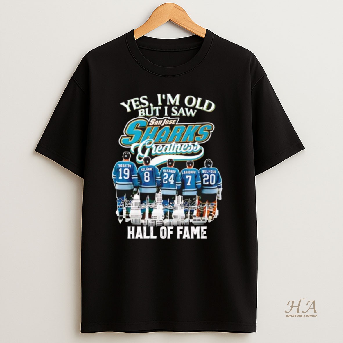 Official Yes Im Old But I Saw San Jose Sharks Hall Of Fame Signatures Shirt