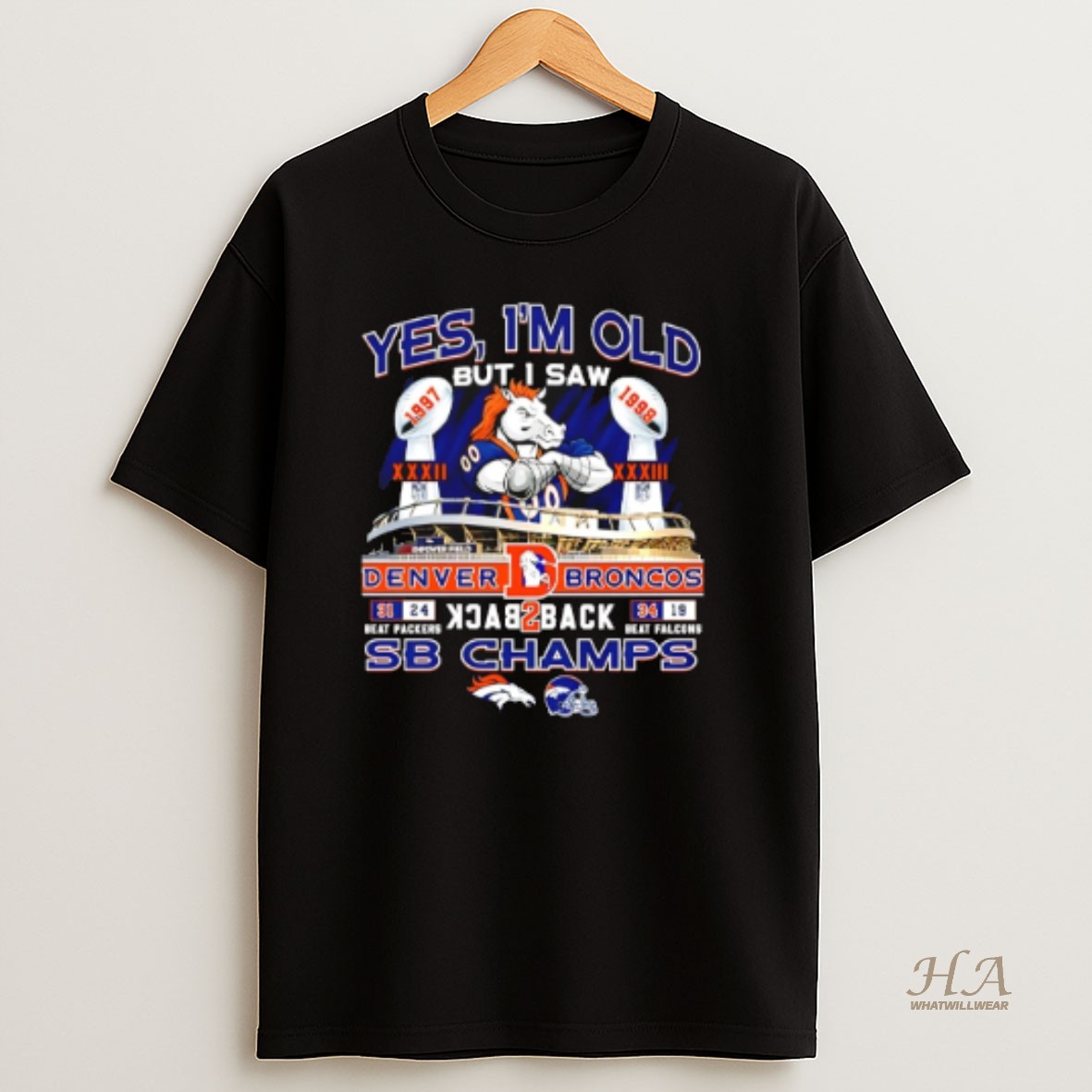 Official Yes Im Old But I Saw Denver Broncos 2025 Sb Champs Back To Back Mascot T Shirt