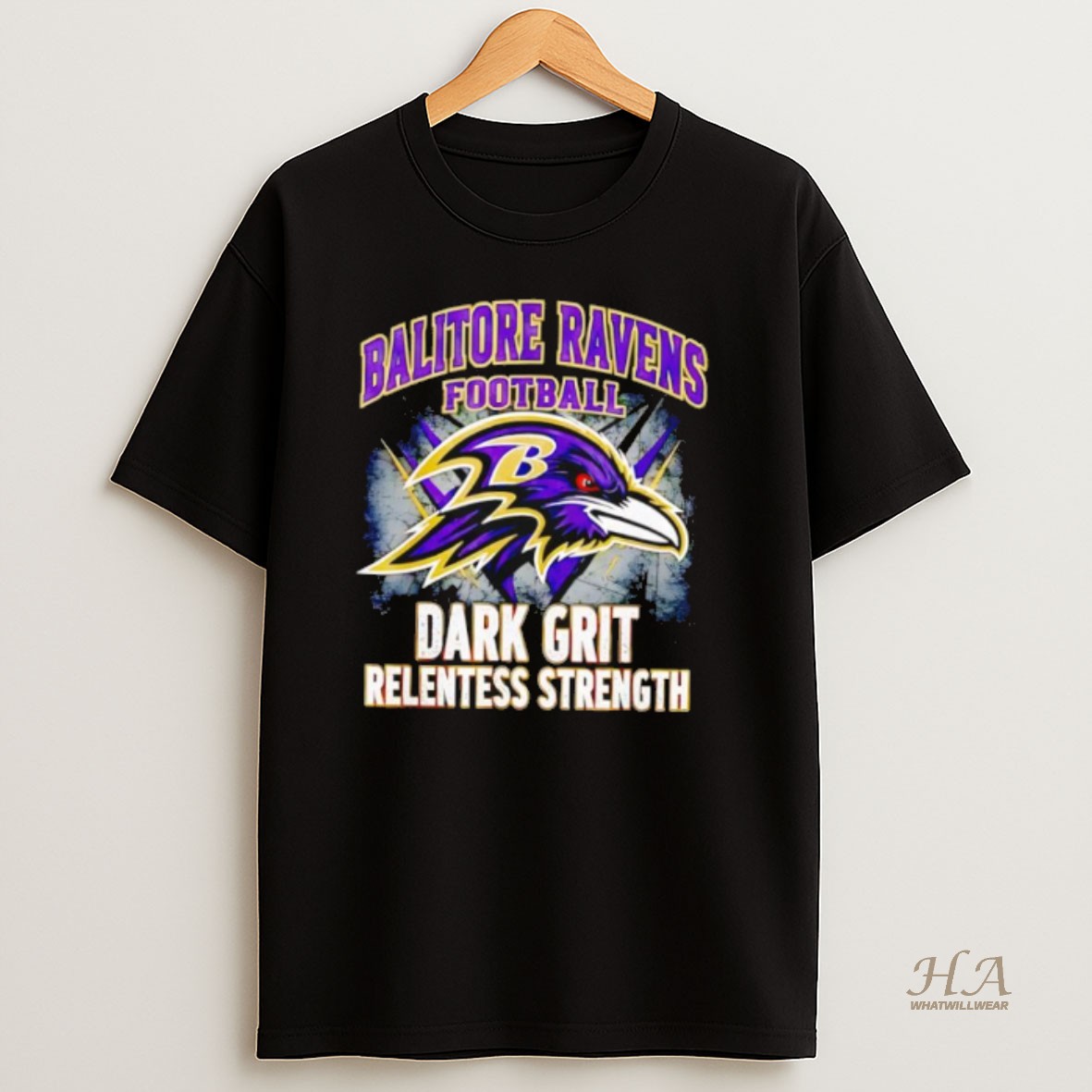 Official Altimore Ravens Football Dark Grit Relentless Strength T Shirt