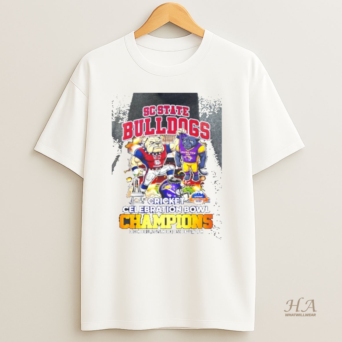 Official Dkwfz61k Sc State Bulldogs 2025 Cricket Celebration Bowl Champions Mascot T Shirt
