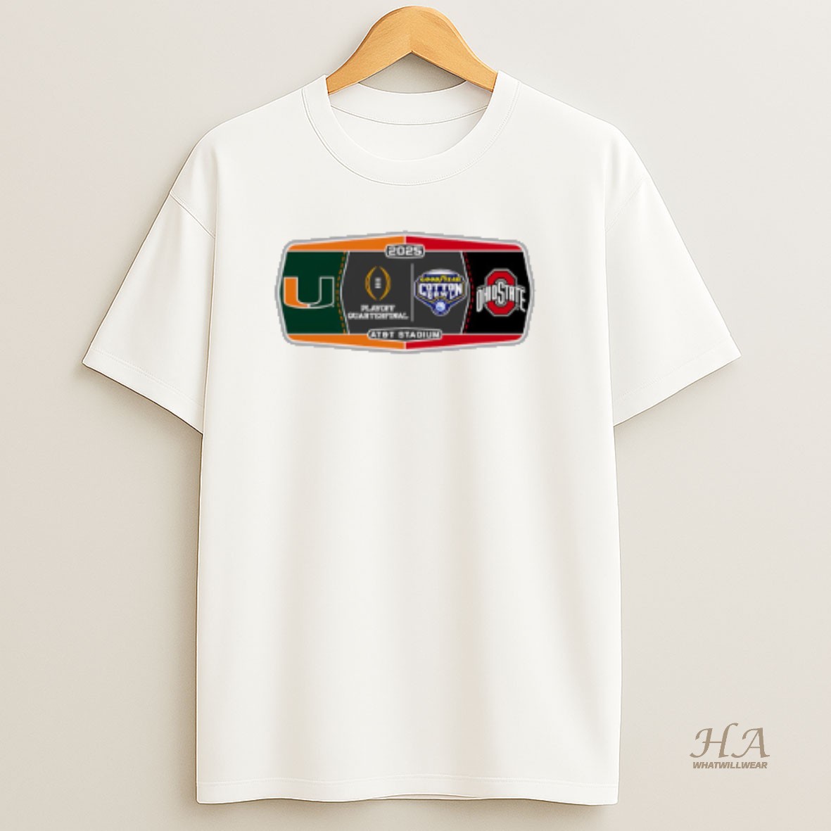 Official Eduzaugt Miami Hurricanes Vs Ohio State Buckeyes 2025 Cfp Cotton Bowl Matchup T Shirt