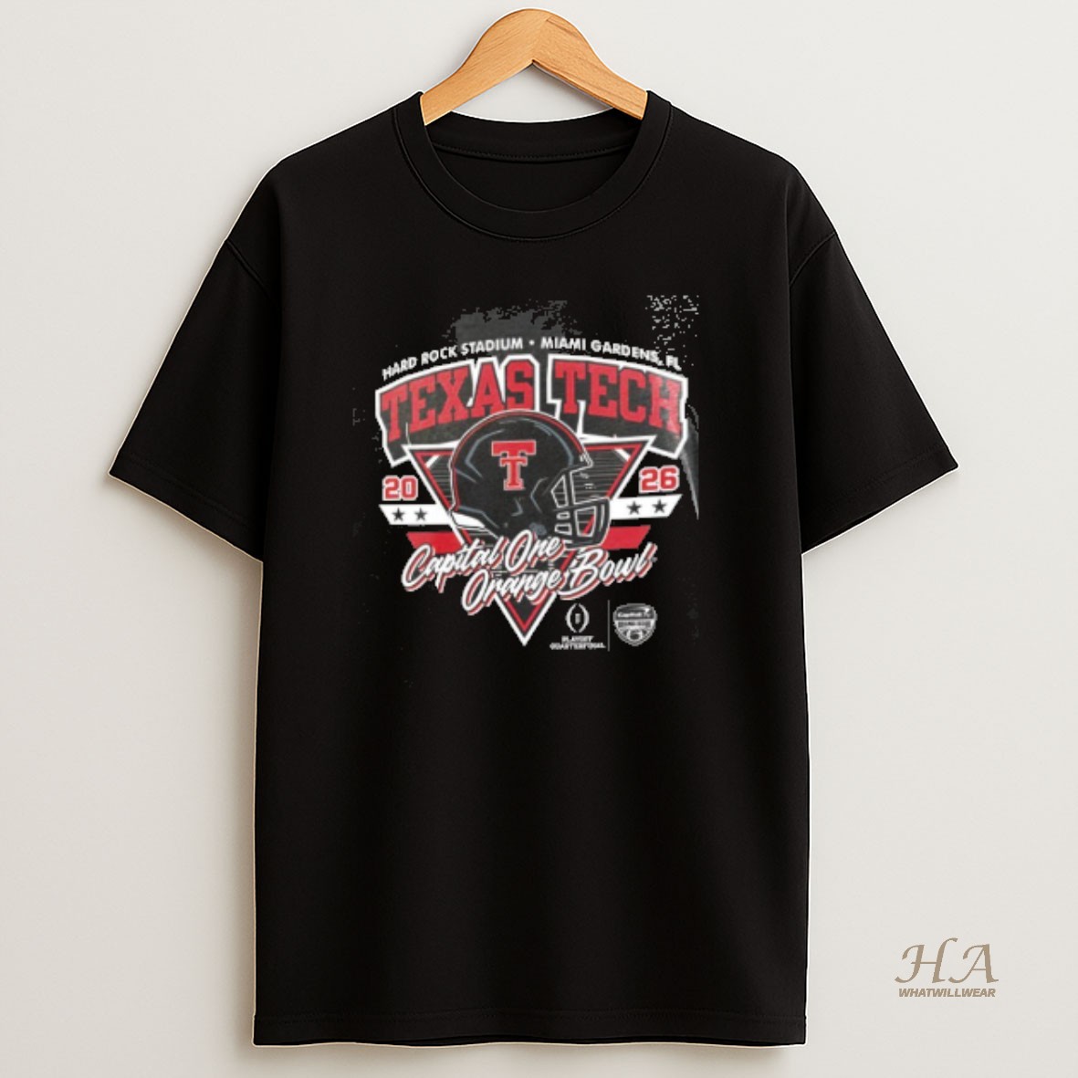 Official Gxro4rkr Texas Tech Red Raiders 2025 Cfp Capital One Orange Bowl Helmet 2 Sided T Shirt