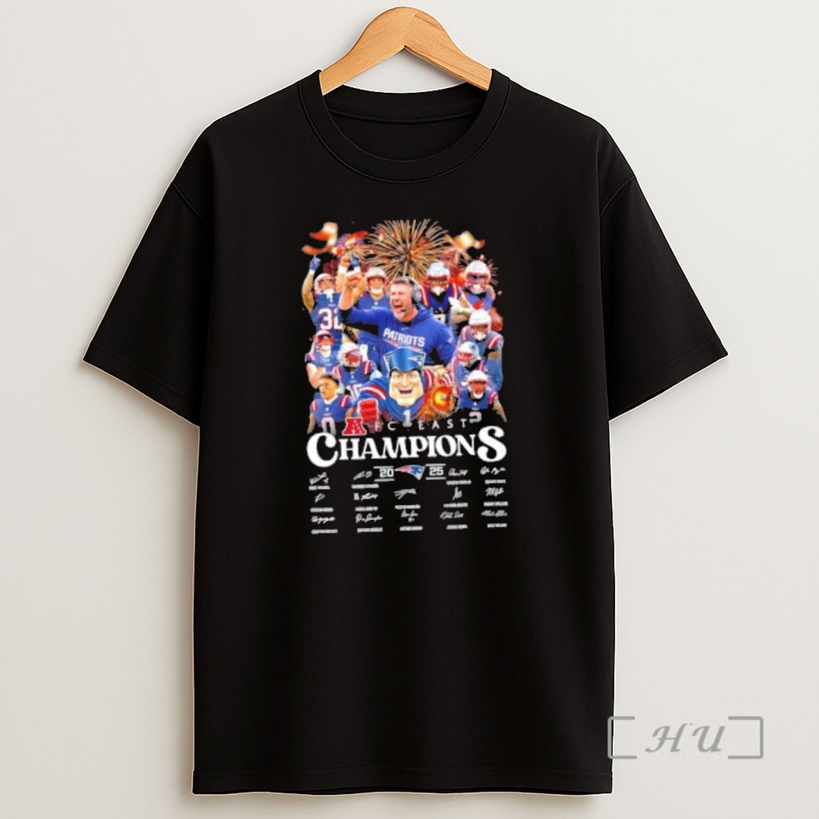 Officials 2025 Afc East Champions Mike Vrabel And Players New England Patriots Signatures Shirt Sweatshirt Tee