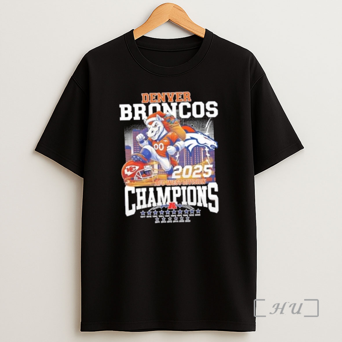 Officials 2025 Afc West Division Champions Denver Broncos Mascot All Time Shirt Sweatshirt Tee