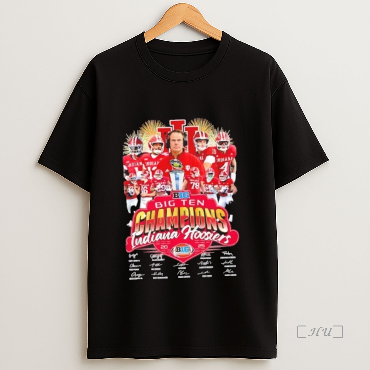 Officials 2025 Big Ten Champions Indiana Hoosiers Coach Curt Cignetti And All Players Signatures Premium Shirt Sweatshirt Tee