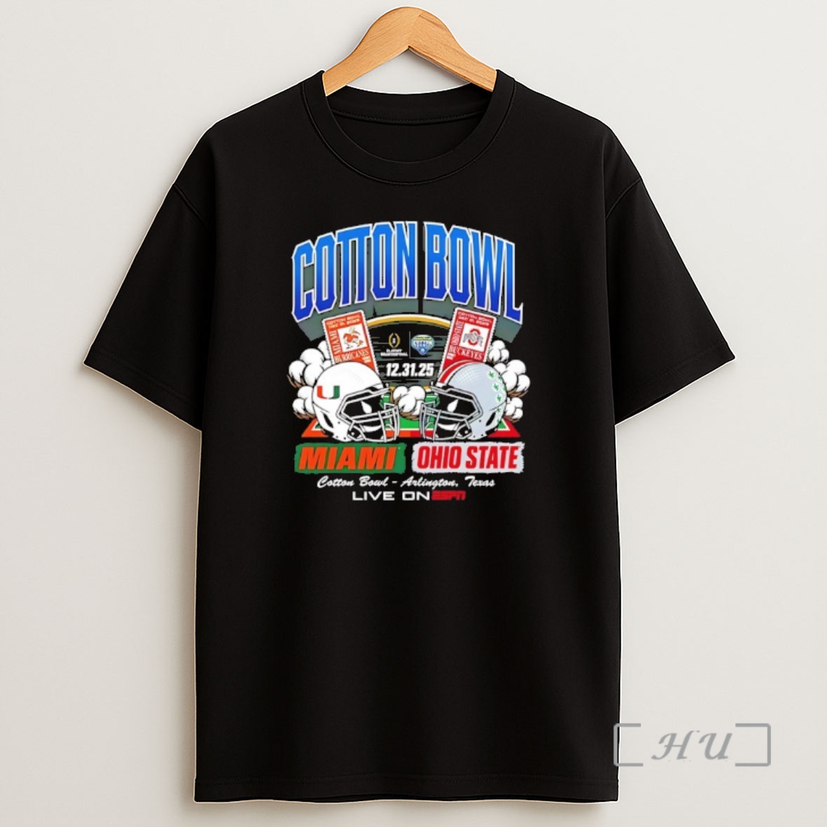 Officials 2025 Cotton Bowl Head To Head Miami Vs Ohio State Helmet Matchup Shirt Sweatshirt Tee