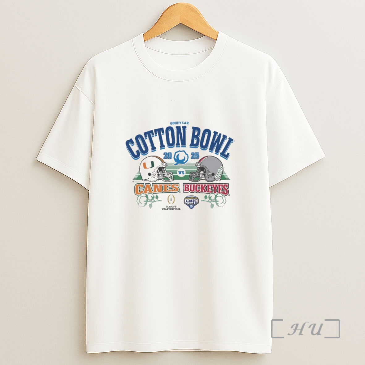Officials 2025 Goodyear Cotton Bowl 2 Team Miami Hurricanes Vs Ohio State Buckeyes Playoff Quarterfinal Head To Head Shirt Sweatshirt Tee