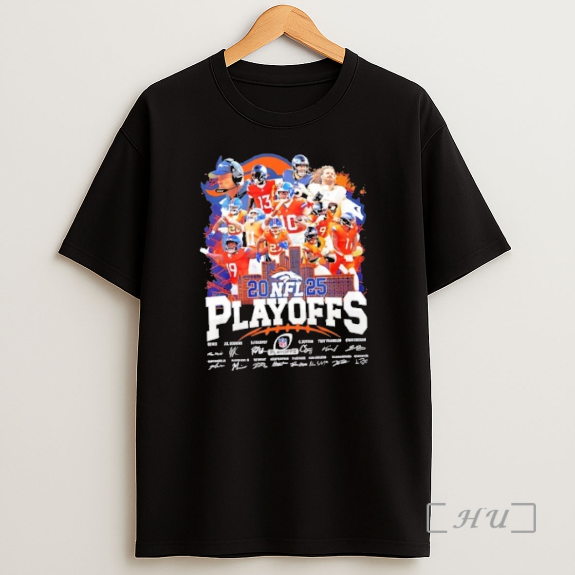Officials 2025 Nfl Playoffs Bo Nix And Players Denver Broncos Signatures Shirt Sweatshirt Tee