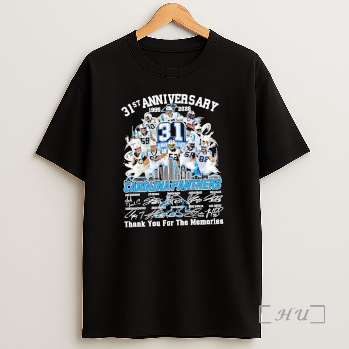 Officials 31st Anniversary 1995 2026 Carolina Panthers Jake Delhomme And Legends Thank You For The Memories Skyline Shirt Sweatshirt Tee