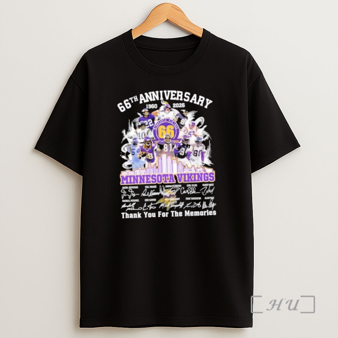 Officials 66th Anniversary 1960 2026 Minnesota Vikings Justin Jefferson And Legends Thank You For The Memories Skyline Shirt Sweatshirt Tee