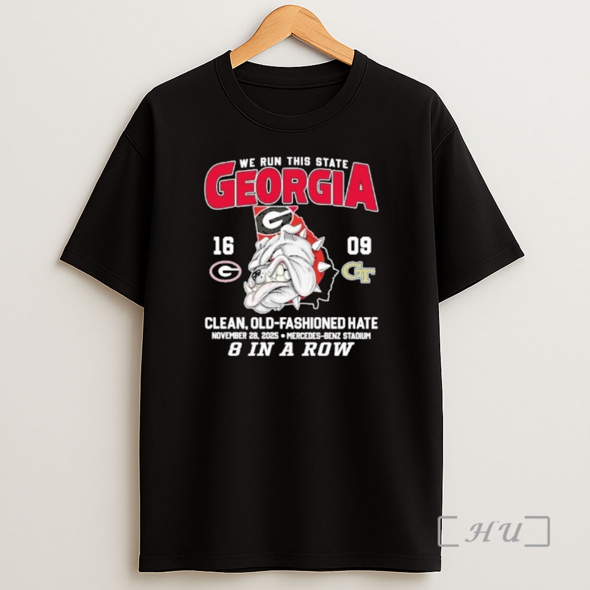 Officials 8 In A Row We Run This State Georgia Bulldogs 16 9 Georgia Tech 2025 Score Premium Shirt Sweatshirt Tee