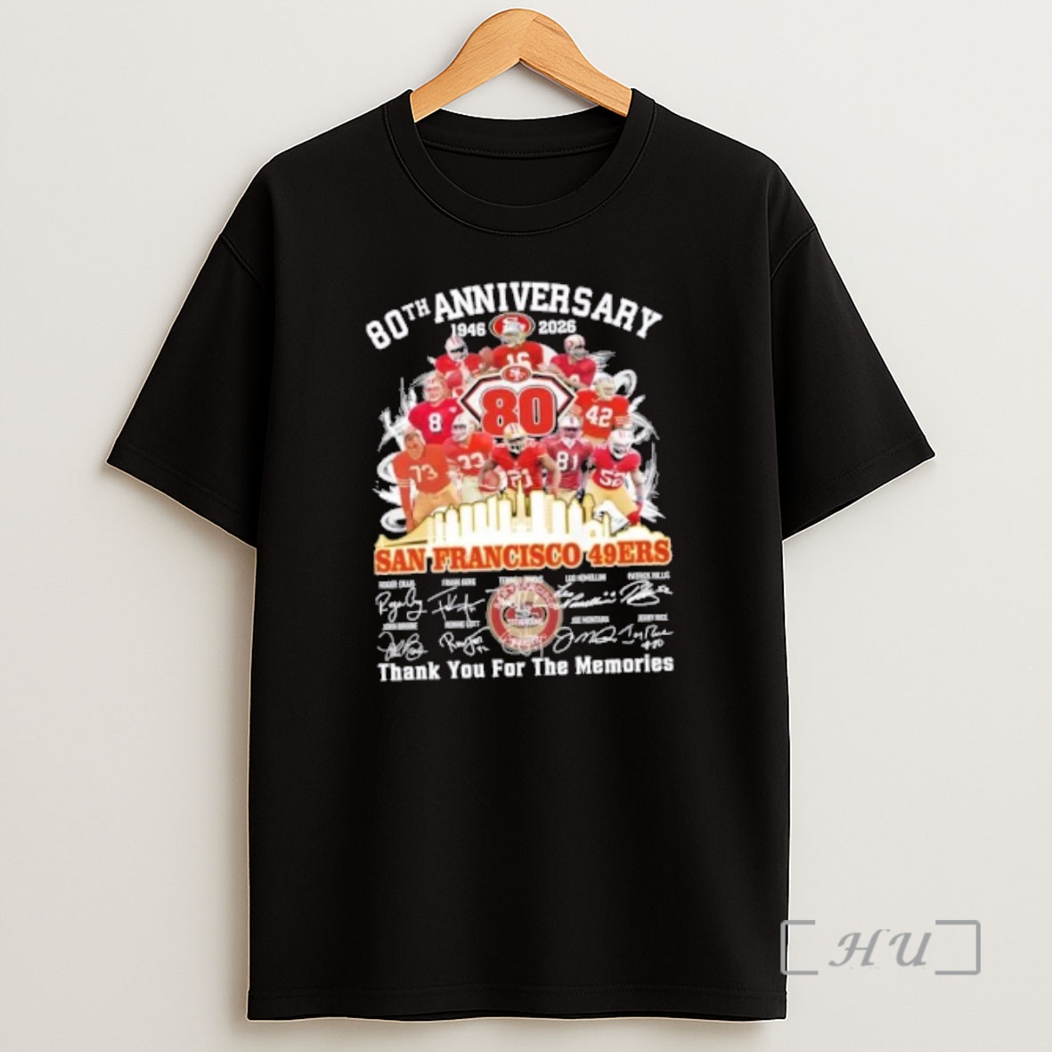 Officials 80th Anniversary 1946 2026 San Francisco 49ers Roger Craig And Legends Thank You For The Memories Skyline Shirt Sweatshirt Tee
