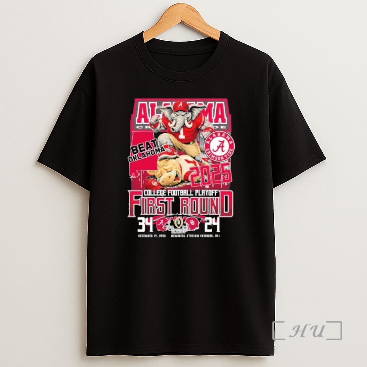 Officials Alabama Beat Oklahoma Mascot Cfp First Round 34 24 Score Shirt Sweatshirt Tee