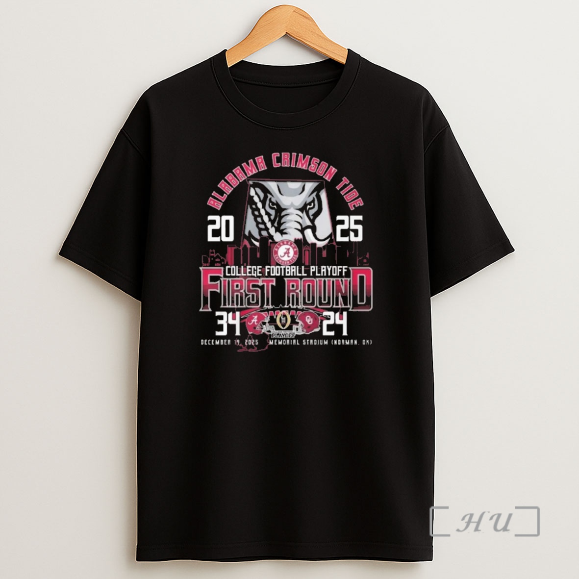 Officials Alabama Crimson Tide 2025 College Football Playoff First Bound 34 24 Dec 19 2025 Memorial Stadium Skyline Logo Shirt Sweatshirt Tee