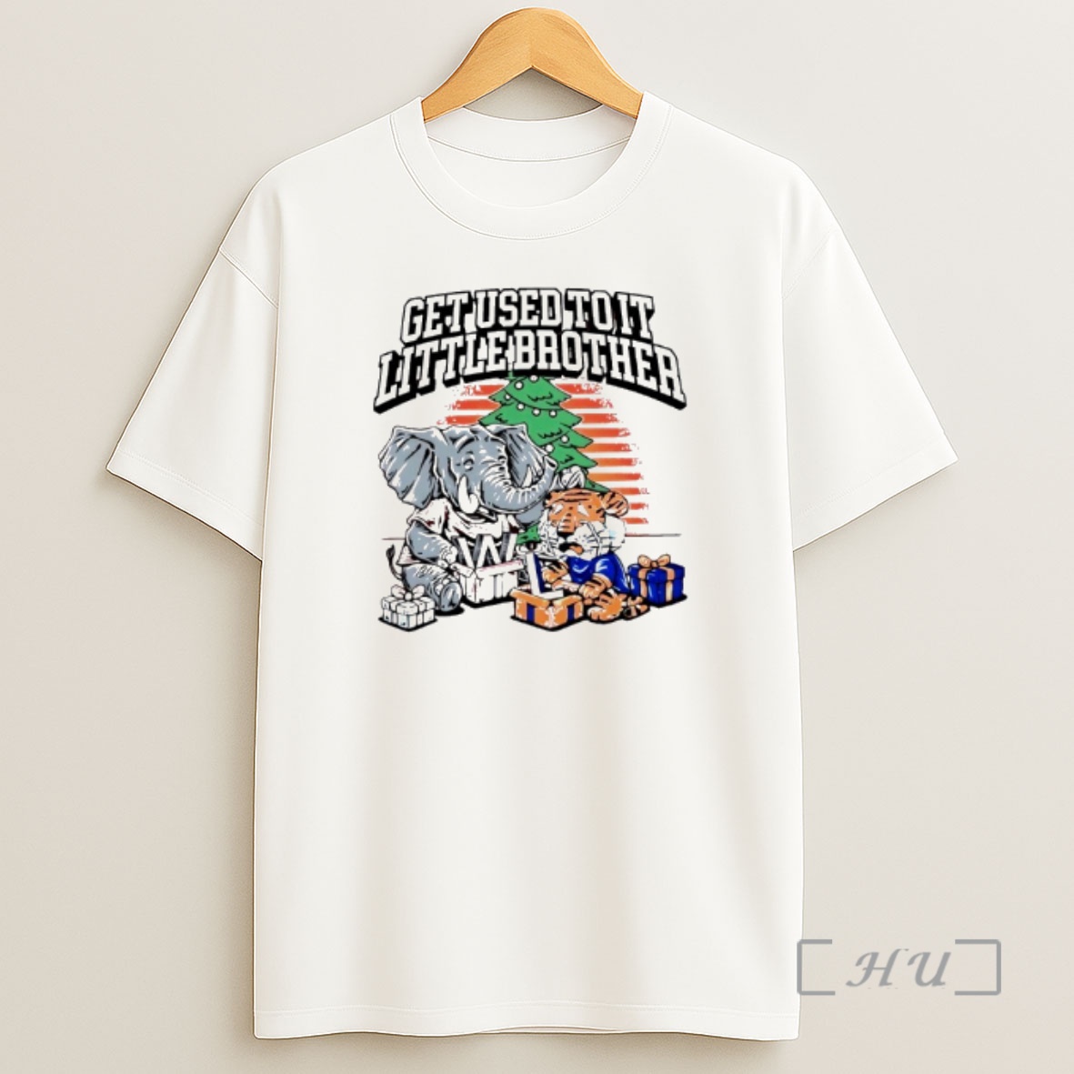 Officials Alabama Crimson Tide And Auburn Tigers 2025 Iron Bowl Get Used To It Little Brother Christmas Mascot Premium Shirt Sweatshirt Tee