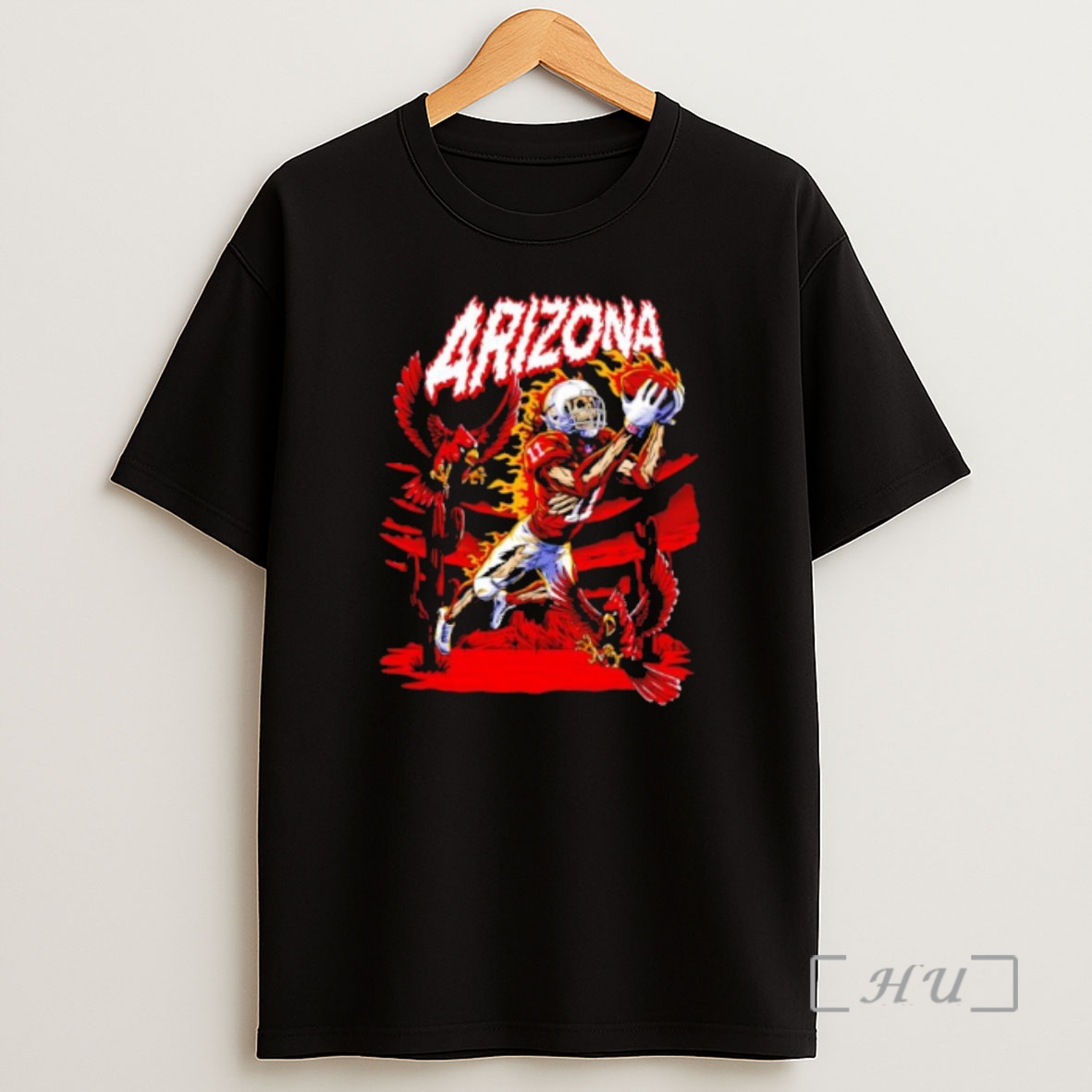 Officials Arizona Red Cardinals Skeleton Player 11 Catching Ball With Fire Birds Desert Scene Premium Shirt Sweatshirt Tee