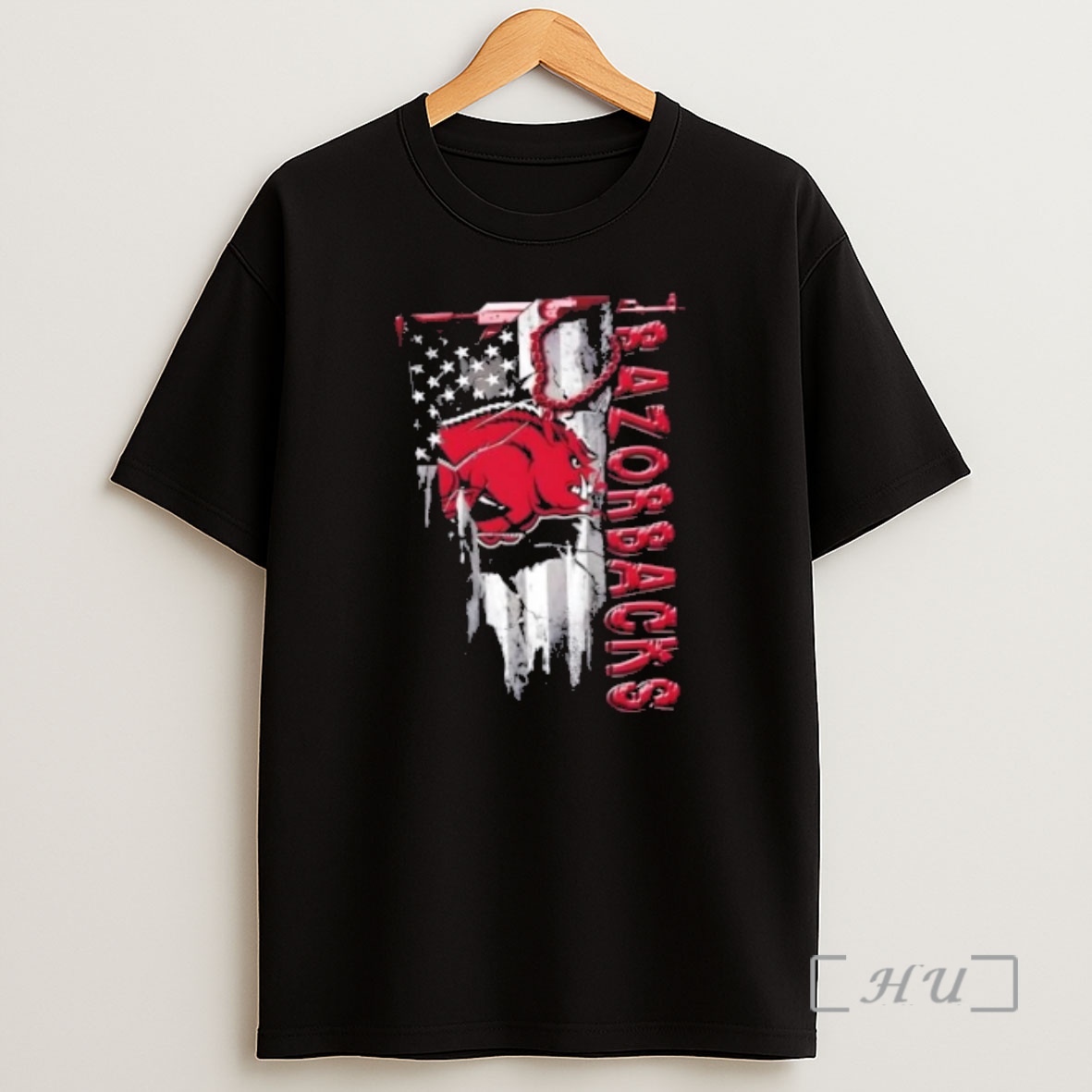 Officials Arkansas Razorbacks Football Battle Shattered Usa Flag Rip Design Shirt Sweatshirt Tee