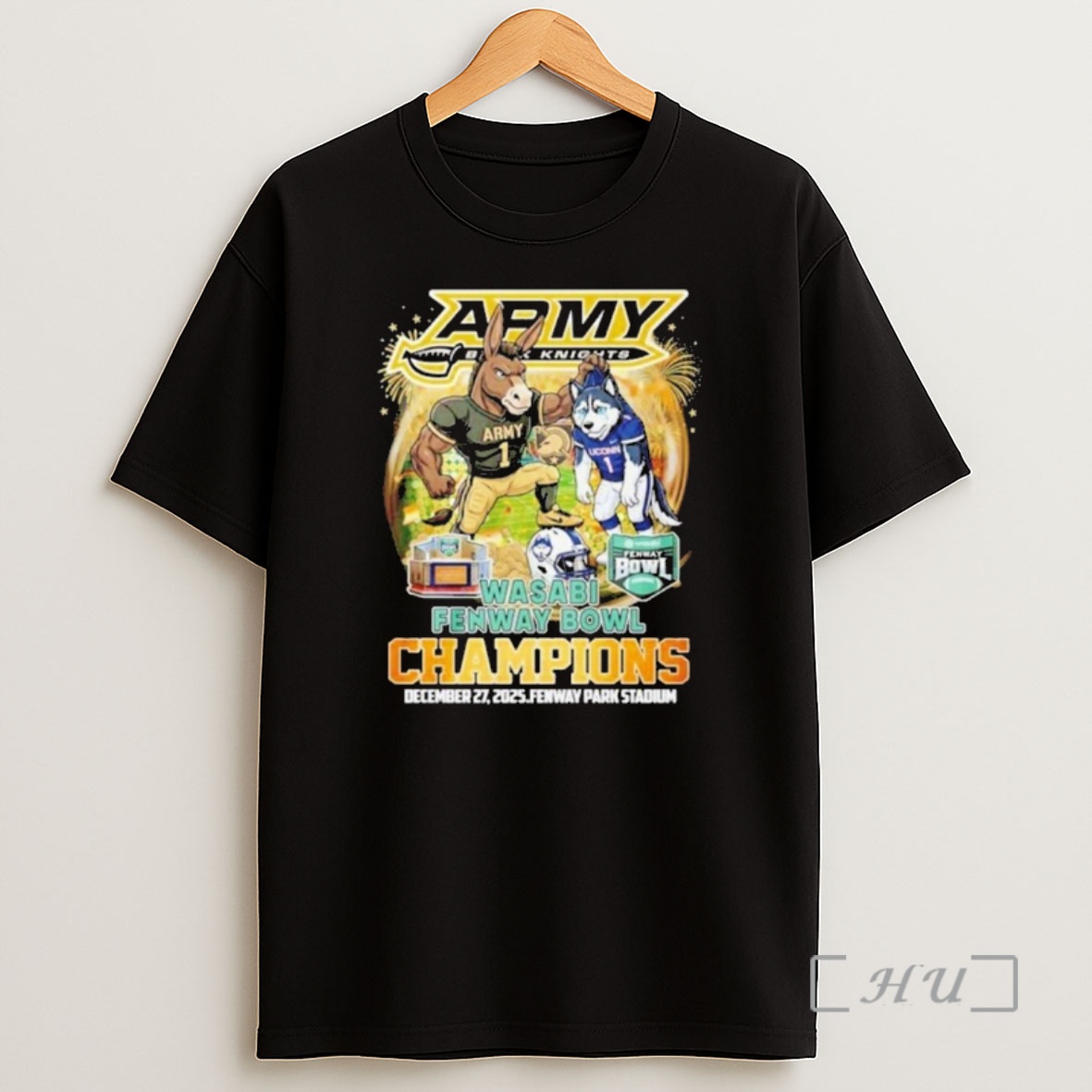 Officials Army Black Knights Football 2025 Wasabi Fenway Bowl Champions Mascot Shirt Sweatshirt Tee