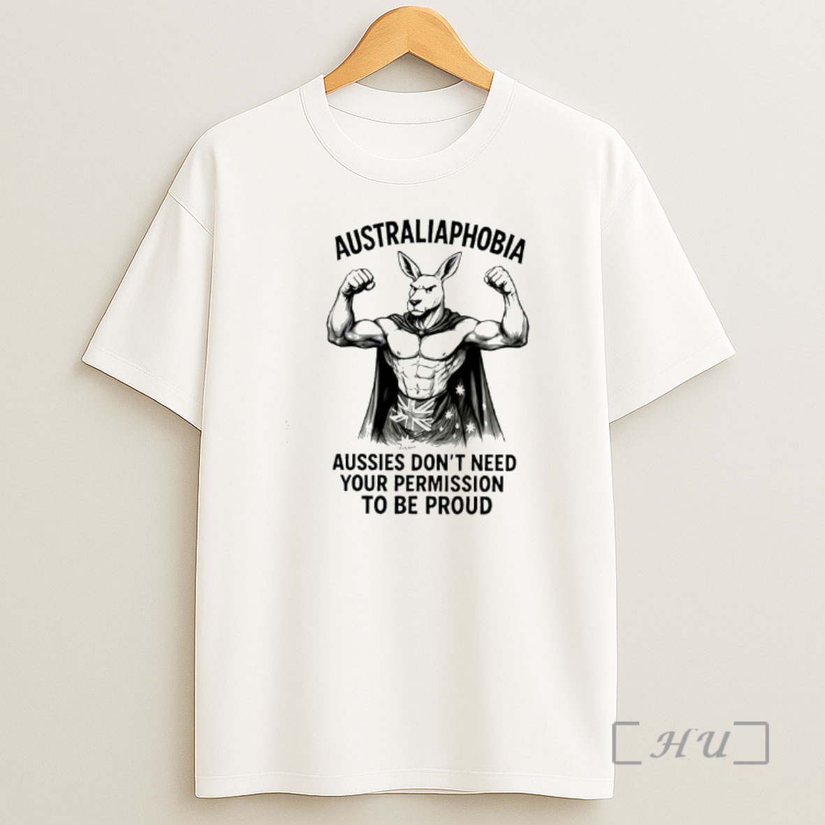 Officials Australiaphobia Aussies Dont Need Your Permission To Be Proud Kangaroo Australian Flag Graphic Shirt Sweatshirt Tee