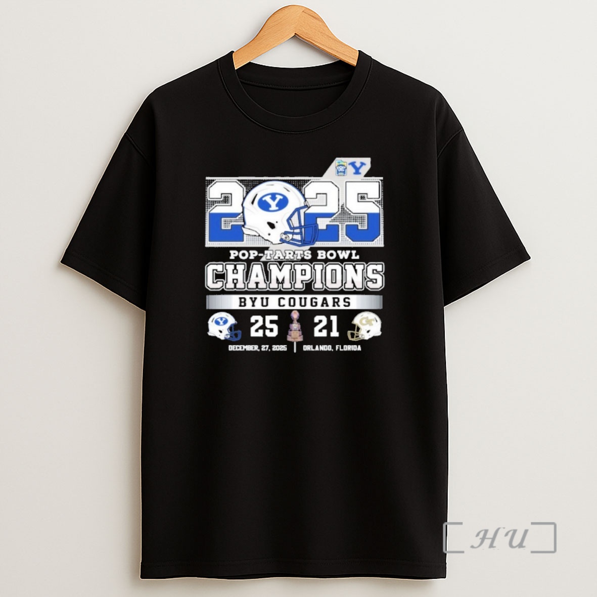 Officials Byu Cougars Beat 25 21 Georgia Tech Yellow Jackets 2025 Pop Tarts Bowl Champions Helmet Shirt Sweatshirt Tee